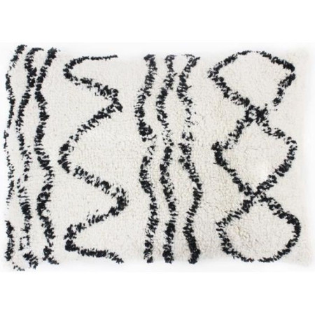 Coussin berbere Ethno - 40 x 60 cm - Beige naturel et noir