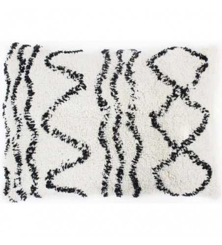 Coussin berbere Ethno - 40 x 60 cm - Beige naturel et noir