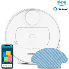 ROWENTA X-Plorer Serie 75 Aspirateur robot Total Care 4en1, Aspire et lave les sols durs, Animaux, Kit Allergies, Wifi RR7687WH