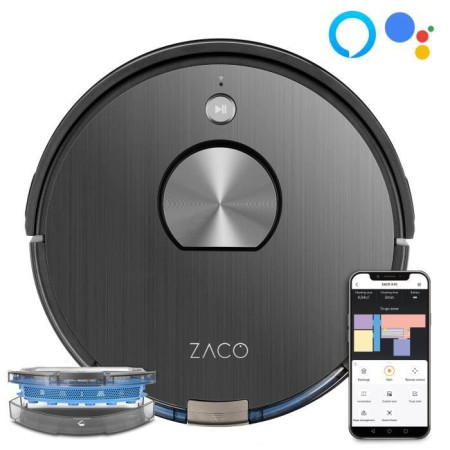 ZACO A10 501903 Robot aspirateur laveur connecté - Technologie laser 3D - Jusqu'a 120