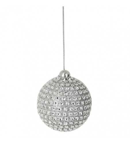 Set de 6 boules de Noël rondes décorées - Ø 6 cm - Argent
