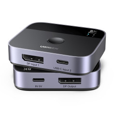 UGREEN Switch DisplayPort USB C 8K60Hz 2 Entrées 1 Sortie DP 1.4 Commutateur USB C DisplayPort Supporte 3D HDR10+ HDCP2.3 Haute